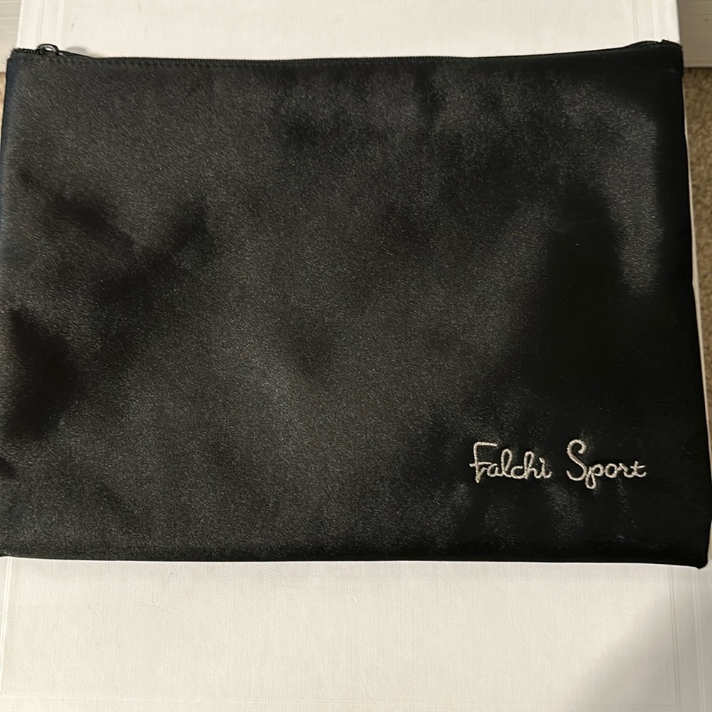 Falchi Sport black satin large clutch pouch